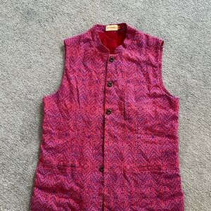 fabindia Purple and Pink Patterned Sleeveless Vest